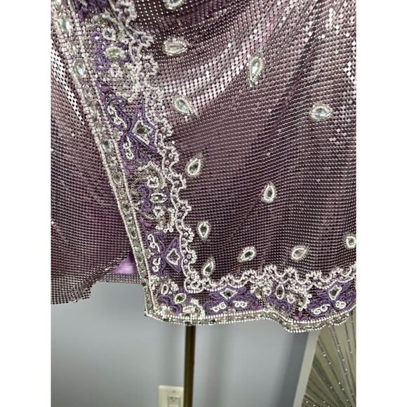 Retrofete Malta Chainmail Crystal Embellished Purple Mini Skirt Sz XS - Picture 6 of 12